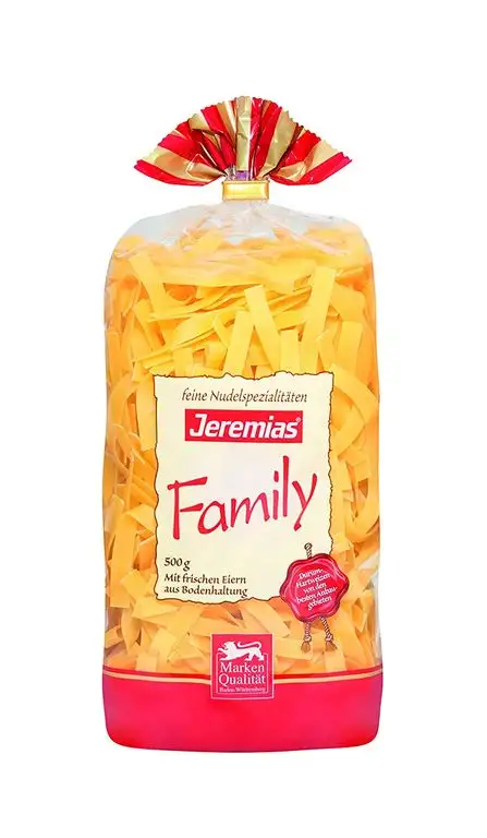 Jeremias Bandnudeln 8 mm, Family Frischei-Nudeln, 4er Pack (4 x 500 g Beutel)