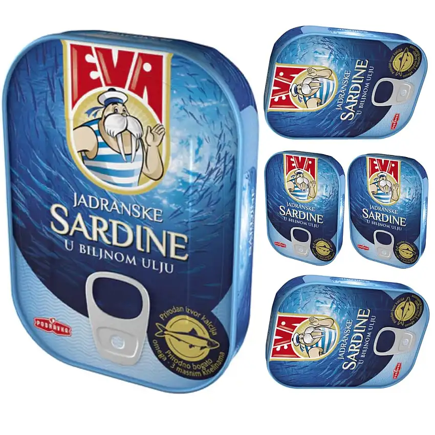 EVA Adriatische Sardinen in Pflanzenöl 115 Gramm x 5 Konserve