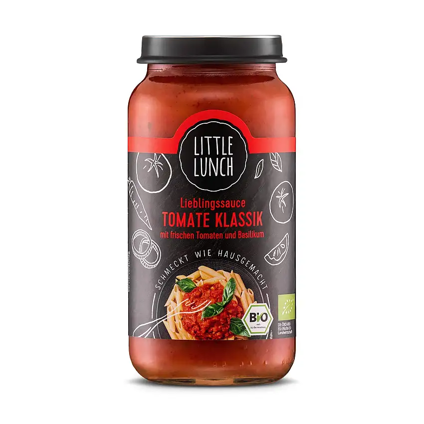 Little Lunch Lieblingssauce | Bio Tomate Klassik | 250g | Tomatensauce | Vegan | 100% Bio-Qualität | Ohne zugesetzten Zucker | Glutenfrei | Keine künstlichen Zusätze | Keine Geschmacksverstärker