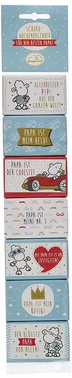 Die Geschenkewelt Sheepworld 45586 Schokolade Wochen-Kalender für Papa, blau, 2er Pack (2 x 52.5 g)