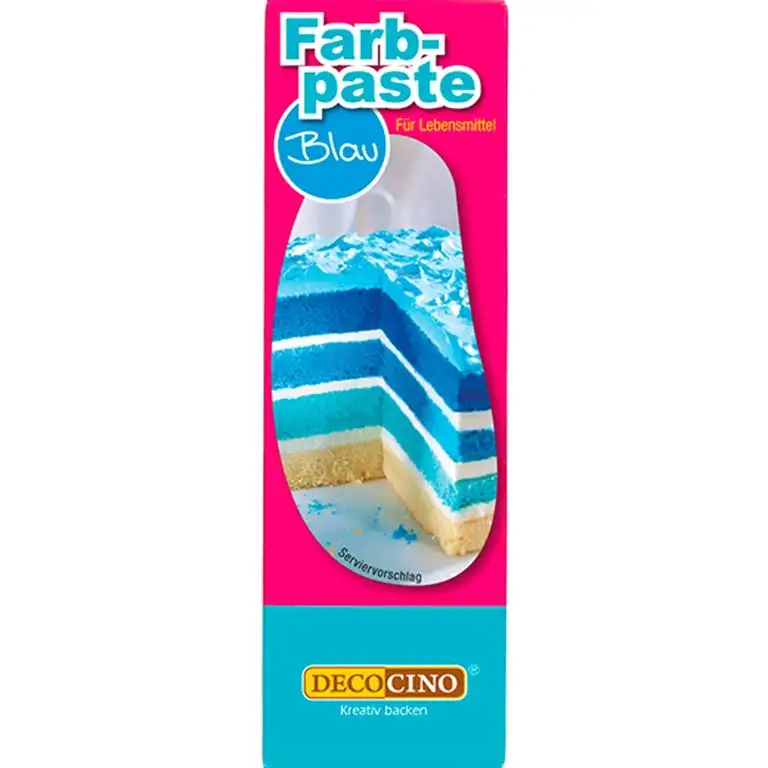 DECOCINO Farbpaste Blau – 25 g – Lebensmittelfarbe, ideal zum Einfärben von Kuchen, Fondant und Cremes – AZO-Frei, Glutenfrei und Vegan