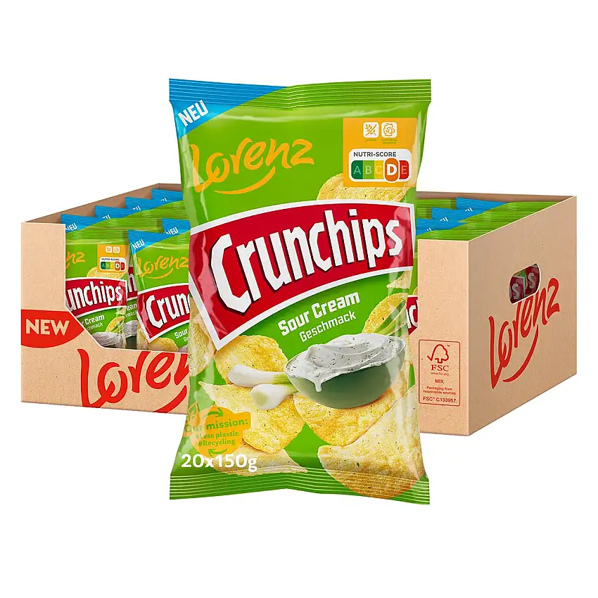 Lorenz Snack World Crunchips Sour Cream, 20er Pack (20 x 150 g)