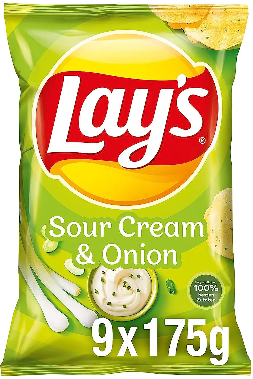 Lay's Sour Cream & Onion, 9 x 175 g