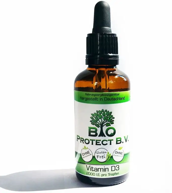 Vitamin D3 Tropfen doppelt dosiert mit 2000 IE premium D3 pro Tropfen - 50 ml ~ 1850 vegetarische Tropfen 100% ohne Zusatzstoffe in Kokosöl von Bio Protetc