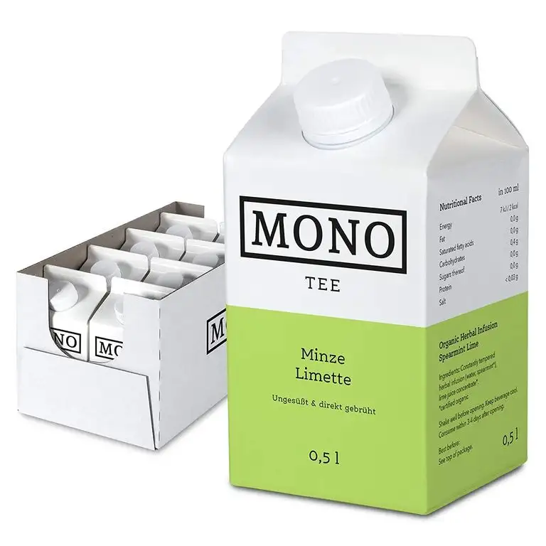 Mono Tee - Zuckerfreier Bio-Eistee Minze Limette - Ungesüßter und erfrischender Durstlöscher - Die Alternative zu Wasser im 8er Pack (8x 500ml)