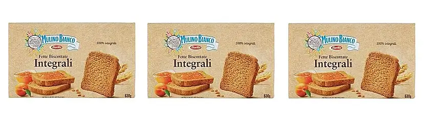 3x Mulino Bianco Fette Biscottate Volkoren 630 g Vollkorn Zwieback aus italien