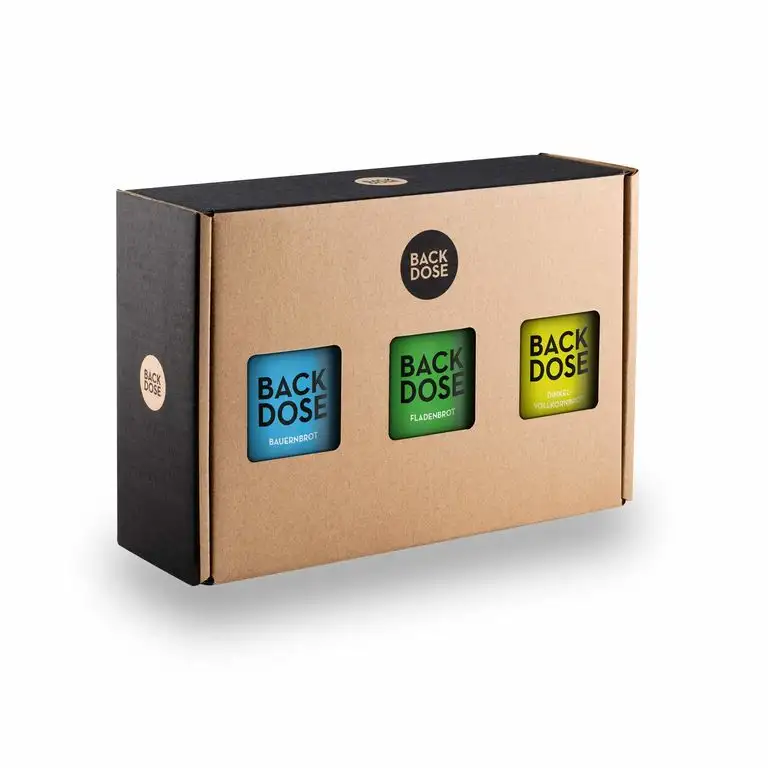 BACKDOSE® Brot-Box Geschenkset - 3 Brot-Backmischungen