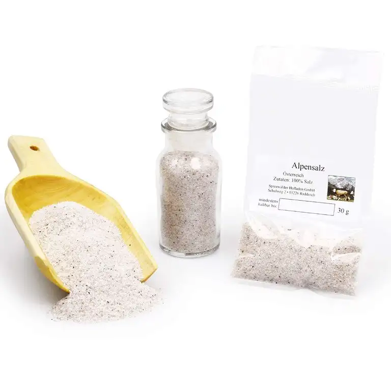 Alpensalz fein, Alpen Ursalz Österreich, Bergsalz, Gourmetsalz, Salz unbehandelt, Natursalz, laktosefrei, glutenfrei, 30g