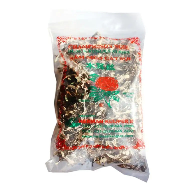 HK Schwarze getrocknete Mu Erh Pilz Morcheln in Streifen Nam Meo Soi Vietnam 5x100g