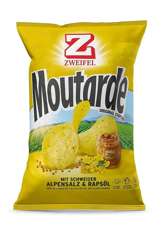 Zweifel Moutarde Chips mit Schweizer Alpensalz & Rapsöl - 5er Pack 5 x 90 g, 450 g