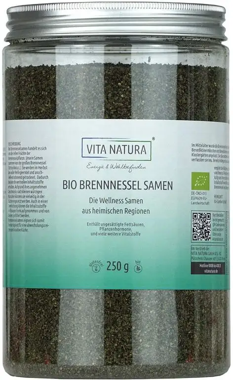 Vita Natura Brennnesselsamen, Premium Qualität Bio, 1er Pack (1 x 250 g)