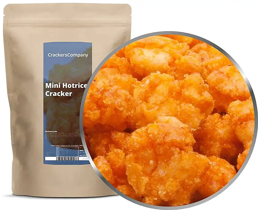 1 x 200g Reiscracker mit Sojasauce Mini Hotrice Cracker asiatisch Snack würzig feurig knusprig Knabberrei