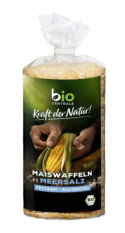 biozentrale Maiswaffeln Meersalz, vegan, gluten- und laktosefrei, fettarm, 12 x 120 g