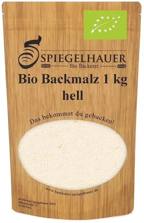 Bio Gerstenbackmalz - hochwertiges Backmalz (hell) - enzymaktiv und frei Zusätzen – erstklassiges Malzmehl für knusprige Brote und Brötchen - Inhalt: 1kg Bio Gerstenmalz