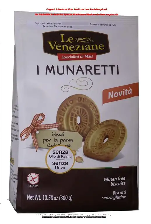 Le Veneziane I Munaretti 9 x 300g = 2700g senza glutine Süße Backware Kekse Ohne Palmöl! Ohne Eier!