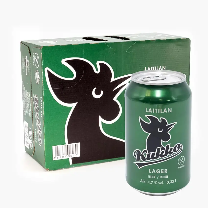 Kukko Lager Glutenfreies Bier Dosenbier Partypaket - 24 Dosenbier 0,33 L, Bier Glutenfrei, Gerstenmalz Bierdosen - Weiches, geschmackvolles Lager Bier Glutenfrei - Bier Set 4,7% Alk.