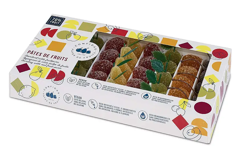 Geleefrüchte 1 kg,Obstgarten Geschmack,Fruchtgummis,Sorten (grüne Äpfel, Aprikosen, schwarze Kirschen, Pflaumen, gelbe Birnen), glutenfrei,ohne Konservierungsstoffe,