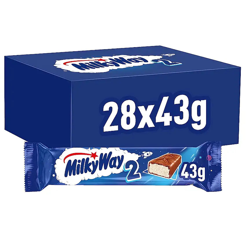 Milky Way Schokoriegel | Milchcreme | 28 Doppelriegel in einer Box (28 x 43 g)