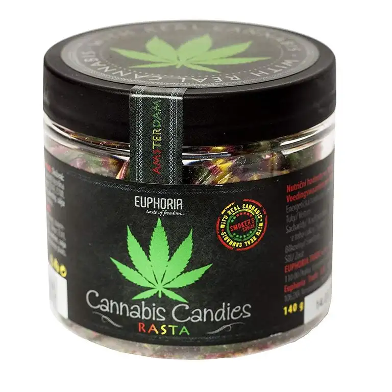 Euphoria Cannabis Bonbons Rasta (140 g) | Hartkaramellen mit Hanfgeschmack