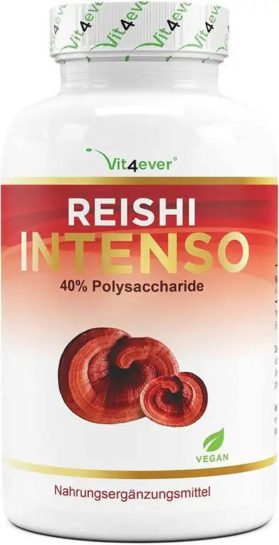 Reishi Pilz - 180 Kapseln - 1300 mg Extrakt pro Tagesdosis - 40% bioaktive Polysaccharide - Laborgerprüft - Vegan - Power-Pilz - Ganoderma lucidum - Premium Qualität