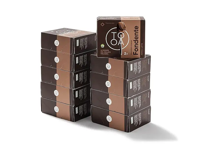 TooA Schokoladeneis, 10 Packungen mit 2 Einzelportionen (20 Portionen), In Wenigen Minuten Fertig, Für TooA Eismaschinen, Italienisches Gelato 100 % Natürlich, Ohne Konservierungsstoffe u. Glutenfrei