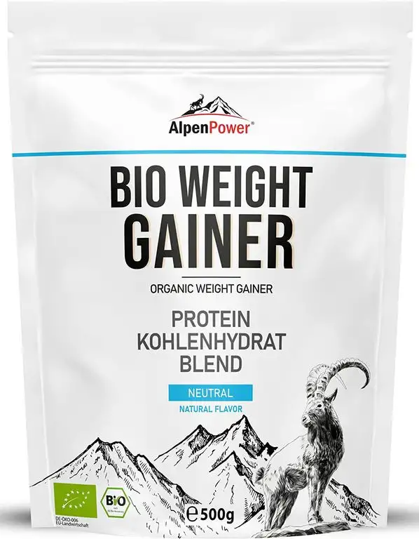 ALPENPOWER | BIO WEIGHT GAINER | Hochwertiges Protein | Komplexe Kohlenhydrate | Muskelaufbau | 100% natürliche Zutaten | Ohne Zusatzstoffe | Organic Weight Gainer | 500g