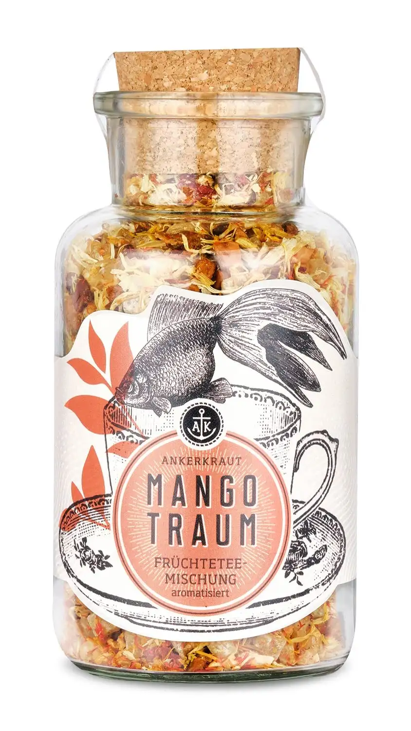 Ankerkraut Mangotraum Früchtetee, loser Früchtetee, 185g im Korkenglas