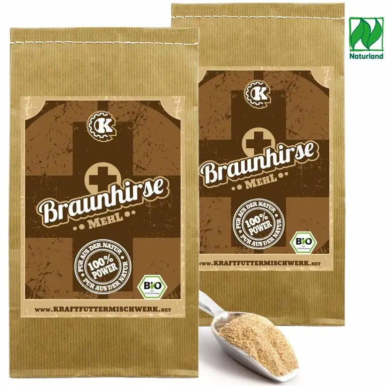 Braunhirse 2x1kg fein vermahlen - Rohkost aus deutschem BIO-Anbau - GLUTENFREI und basenbildend für eine gute Silicium-Versorgung aus dem vollen Korn.