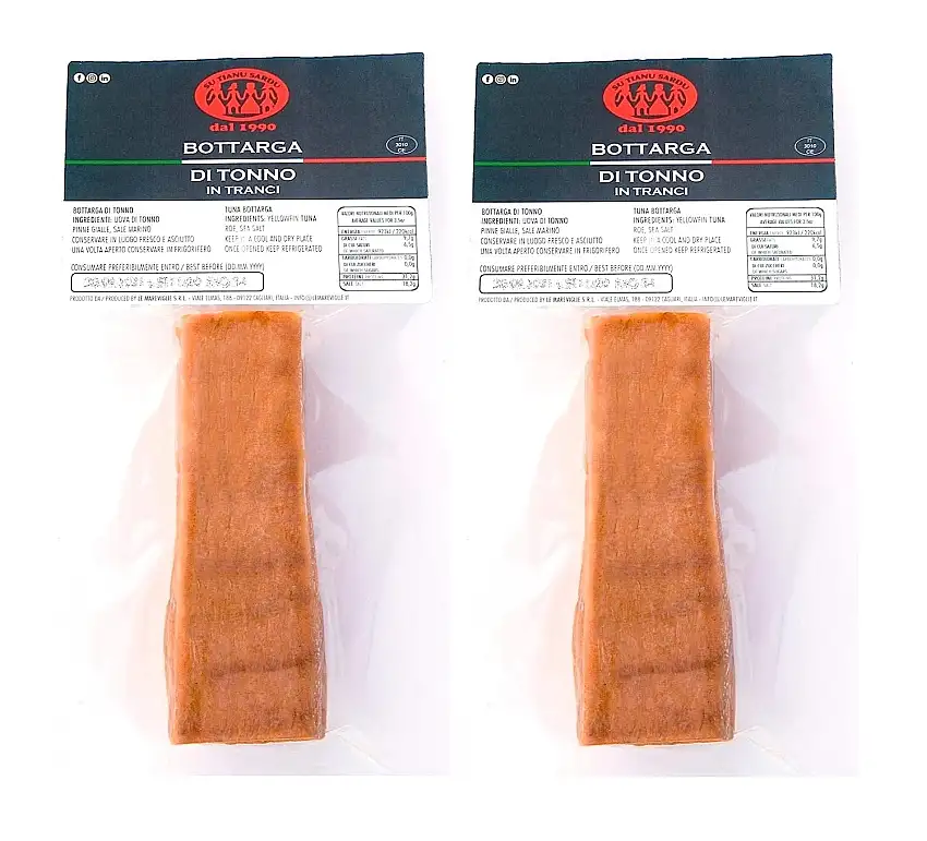 Gelbflossen-Thunfisch Bottarga Su Tianu Sardu 250g GARANTIERT - 2 Packungen mit 100/150g - Handgefertigt in Sardinien, Italien - Kaviar des Mittelmeers - Sardische Handwerksproduktion