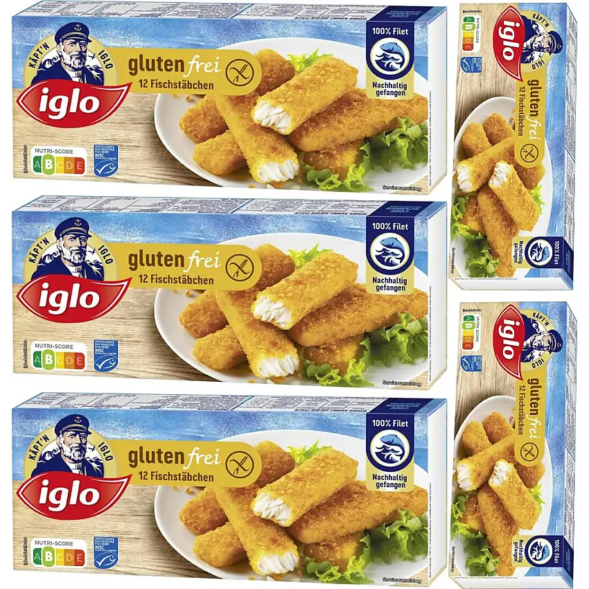 Iglo Fischstäbchen glutenfrei 360 Gramm x 5 STÜCK [Frischegarantie]