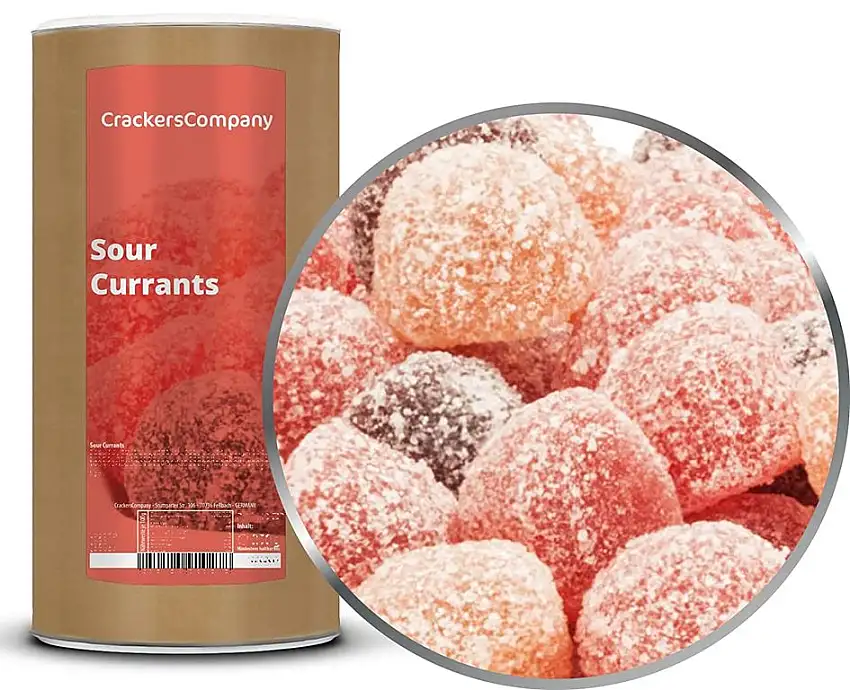 1 x 900g Fruchtgummi saure Fruchtsaft-Johannisbeeren Gummibonbon mit Fruchtsaft von der Roten Johannisbeere aus Fruchtsaftkonzentrat glutenfrei laktosefrei