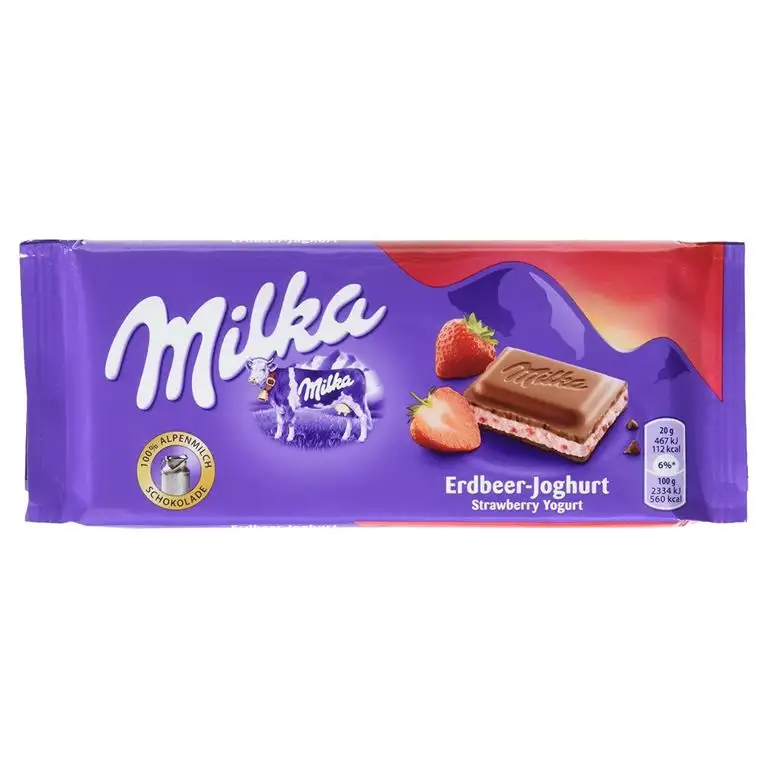 Milka Alpenmilch Schokolade Erdbeer Joghurt, 100 g