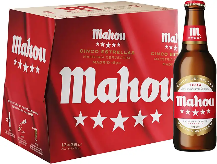 Bier Mahou 5 Sterne 12x25cl (Pack 12 Flaschen)