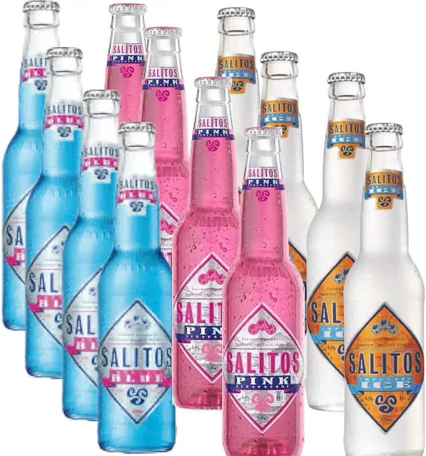 12 Flaschen Salitos Bier im Mixpaket je 4 Flaschen Blue,Ice und Red zum testen