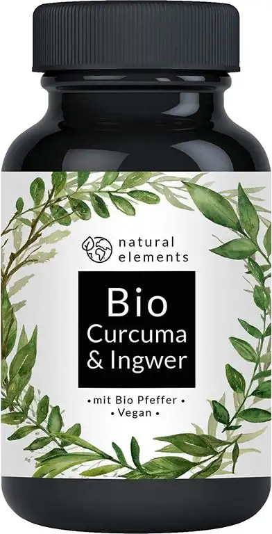 Bio Curcuma & Ingwer - 180 Kapseln - 4440mg Bio Kurkuma, Bio Ingwer & Bio Pfeffer pro Tagesdosis - Mit Curcumin, Gingerol & Piperin - Hochdosiert