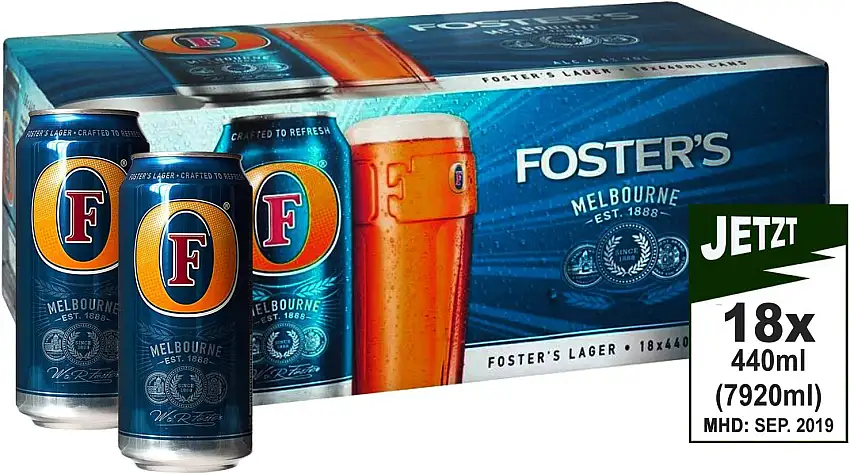 Foster's Lager Beer Alc 4.0% Vol. 18x 440ml (7920ml) - Foster's Australien's Famous Bier