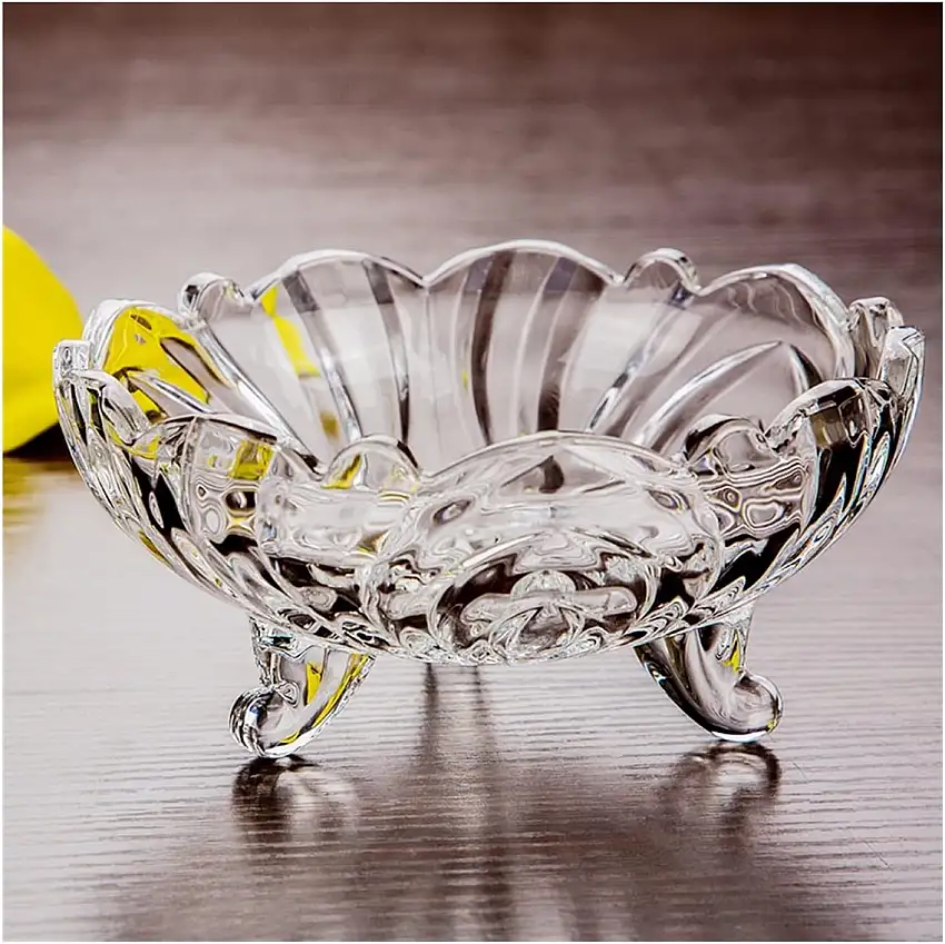 TOMYEUS Obstkörbe Haushalt Kleiner Glasfruchtschale Snack Süßigkeiten Teller dreibeinige Design Fruchteimer kreativer Mini-Obstteller Dessert Schüssel Obstschale