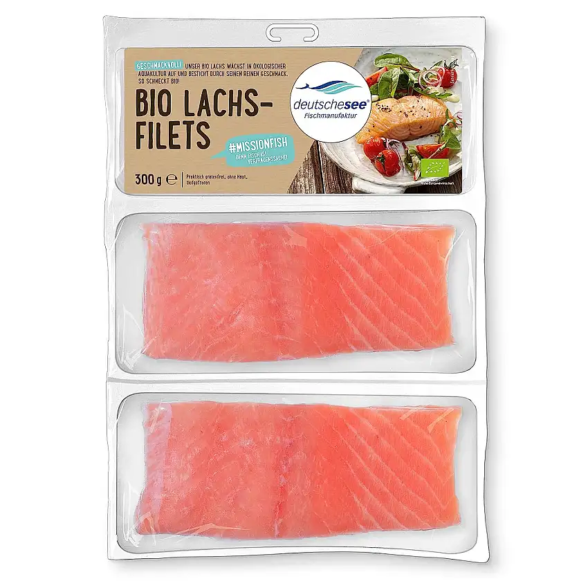 Deutsche See Bio Lachs-Filets, 2 Stück, 300g (Tiefgefroren)