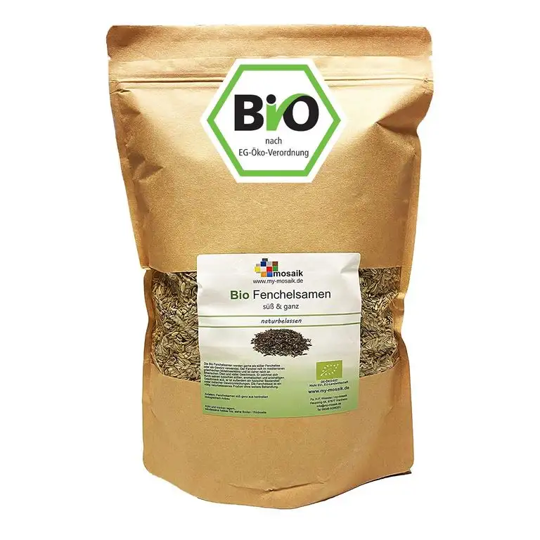 my-mosaik Bio Fenchel ganz suess - als Gewürz oder Tee - Fenchelsamen - Abgefüllt in Deutschland (1000g)