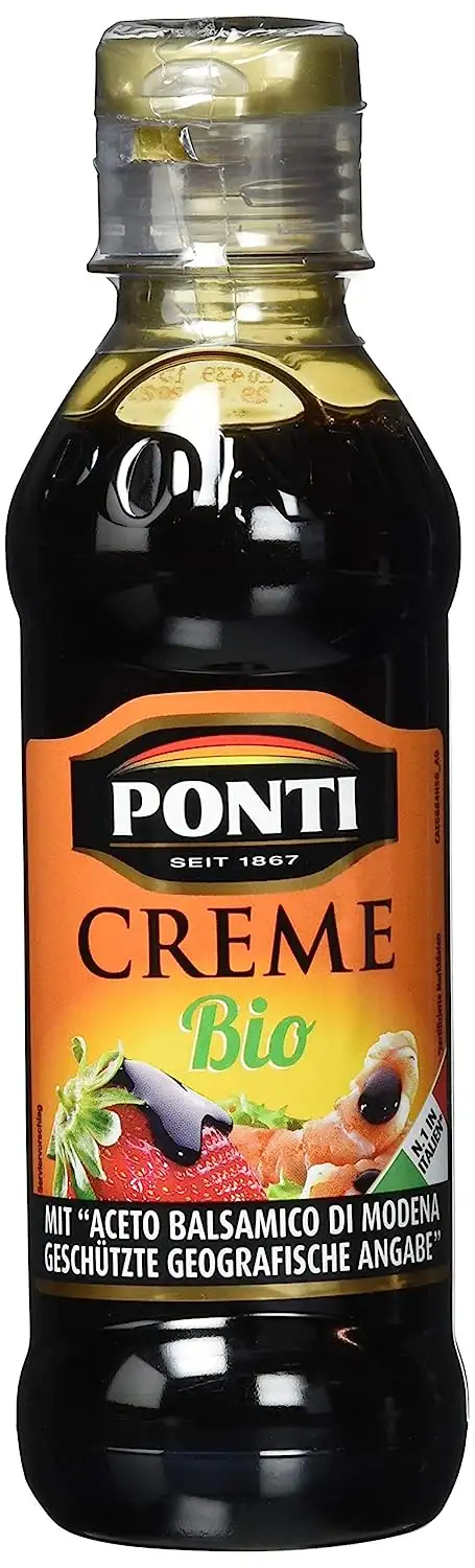 Ponti Creme mit Aceto Balsamico di Modena I.G.P. Bio 1x200ml – typisch italienische Balsamico Creme – feine Creme mit Aceto Balsamico di Modena I.G.P. Bio - vollmundige, süß-säuerliche Geschmacksnote