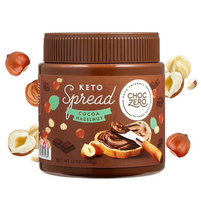 ChocZero Keto Milchschokolade Haselnuss-Aufstrich – Keto-freundlich, kein Zucker, beste Low-Carb-Dessert, perfekte Topping für Mandelmehl-Pfannkuchen, natürlich gesüßt mit Mönchfrucht (1 Glas, 340 ml)