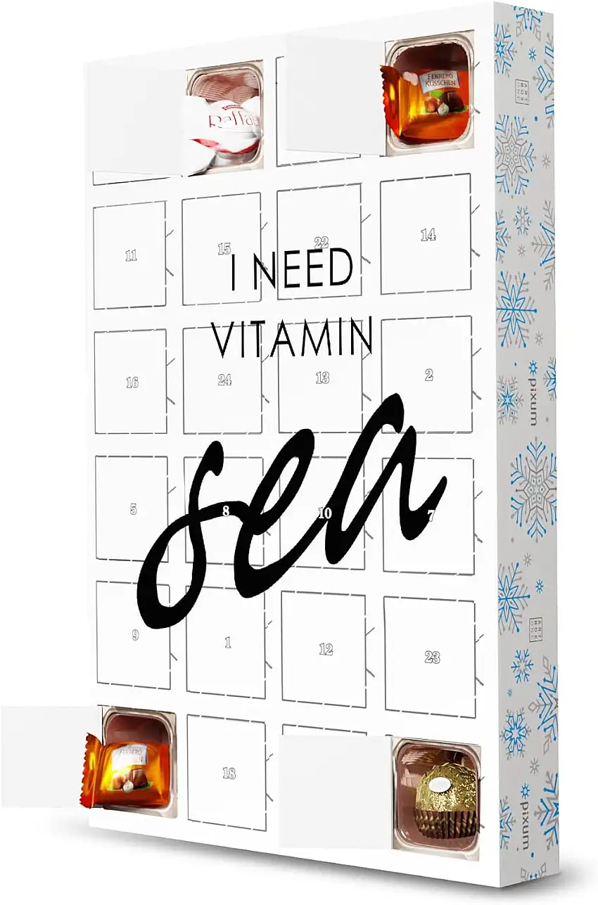 artboxONE Adventskalender mit Pralinen von Ferrero * I Need Vitamin Sea Adventskalender Typografie