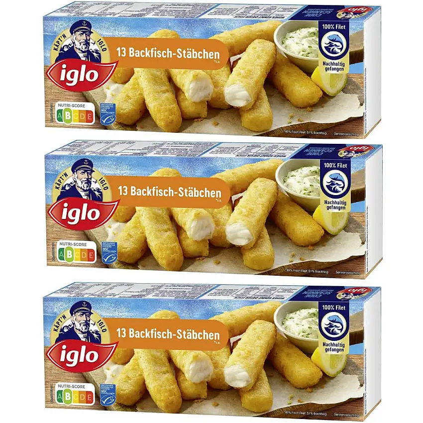 Iglo Backfischstäbchen 364 Gramm x 3 STÜCK [Frischegarantie]