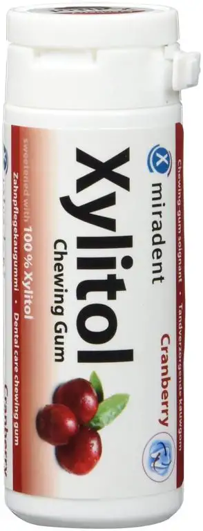 Miradent Xylitol Kaugummi Preiselbeer 30 Stück, 4er Pack (4 x 30 g)