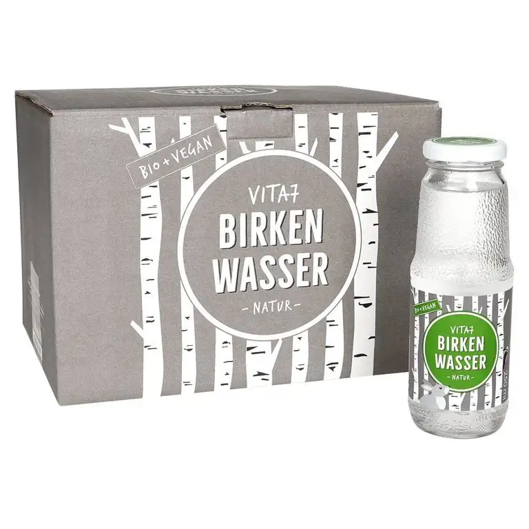 Bio Birkenwasser Natur - 12 Flaschen (je 250ml) - 100% natürlich - nur Birkensaft, sonst nichts - Birkensaft pur - ohne Zucker