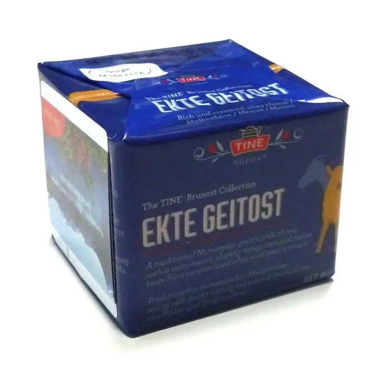 Ekte Geitost 250g Würfel original Ziegenkäse Norwegian Cheese Braunkäse Brunost Molkenkäse