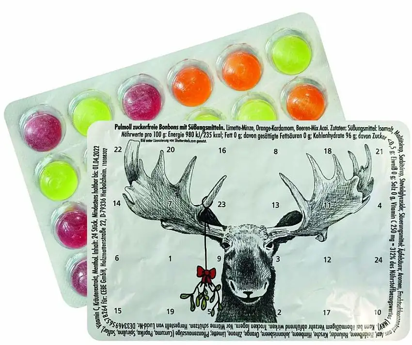 Kleinster Adventskalender der Welt "Rentier & Mistelzweig", Kalender Weihnachtskalender, Pulmoll