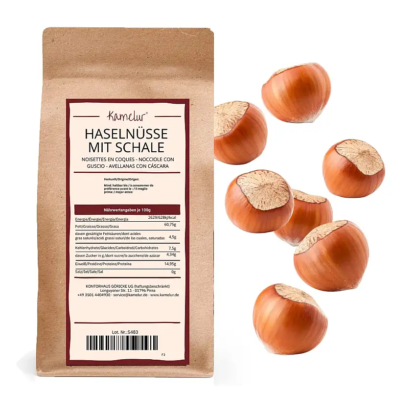 Kamelur Haselnüsse mit Schale aus Italien - 5kg - Hochwertige Nüsse mit Schale als Snack oder als Eichhörnchen Futter