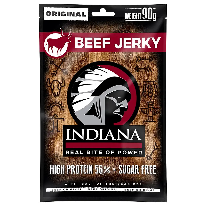 INDIANA JERKY Trockenfleisch, 10 x 90g (Jerky Beef Original fast 1 Kg)