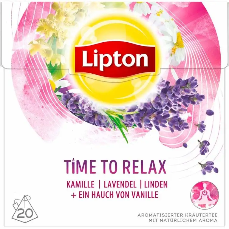 Lipton Kräutertee (für echte Teegenießer Time to Relax aus nachhaltigem Anbau Pyramidenbeutel) 1 x 20 Beutel